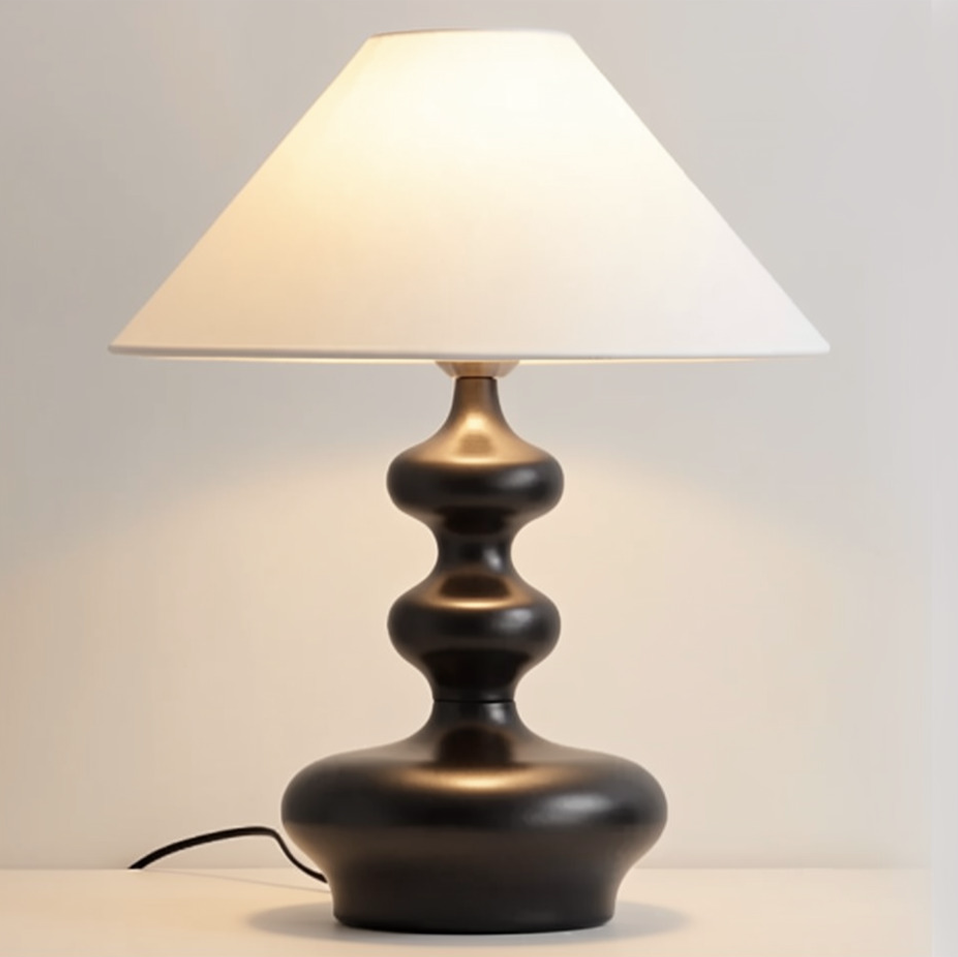 Grande Lampe de Chevet Pied en Bois