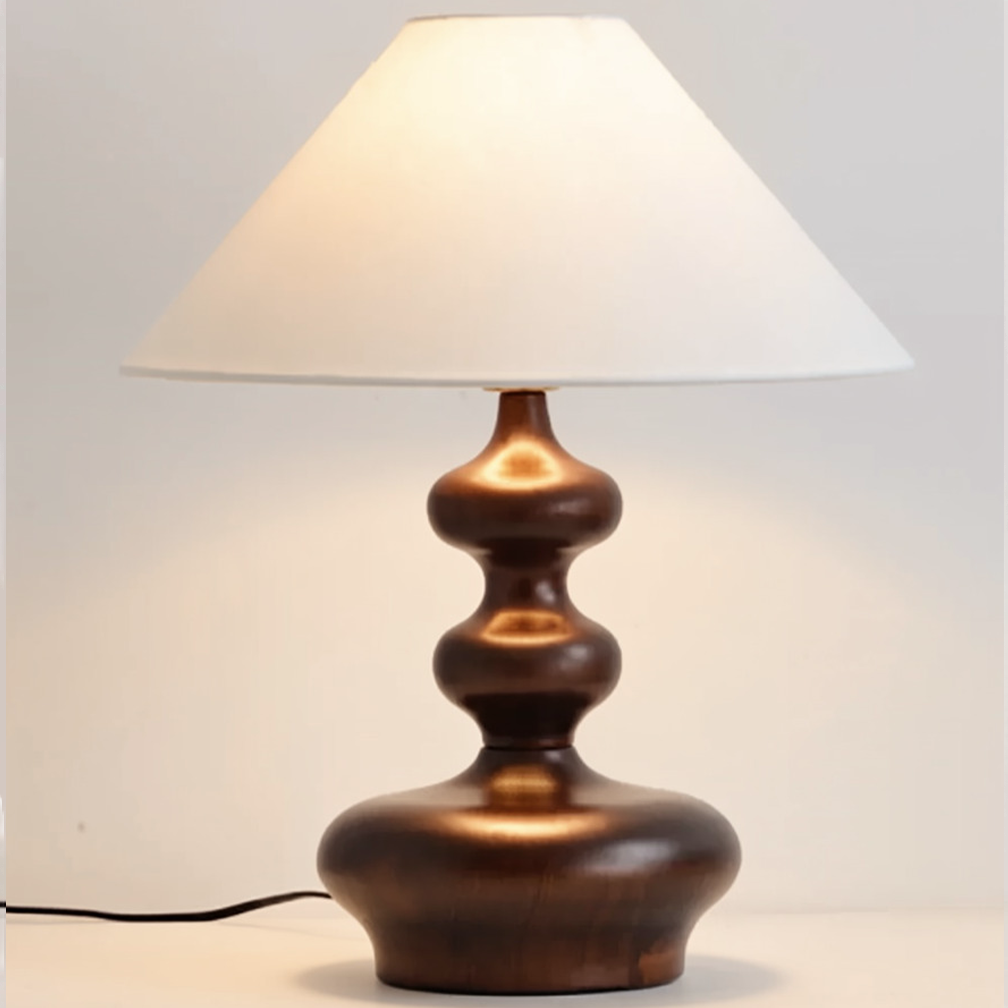 Grande Lampe de Chevet en Bois