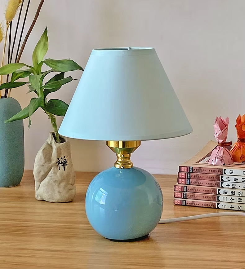 Lampe de Chevet Céramique Blanche et Bleue