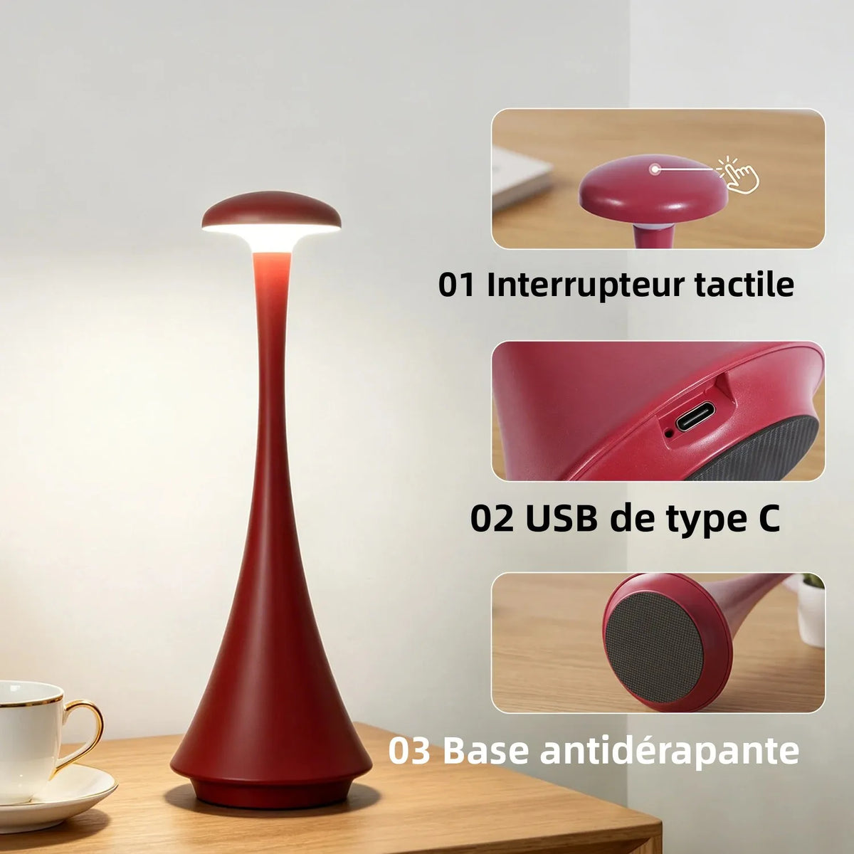 Lampe de Chevet Rouge Design