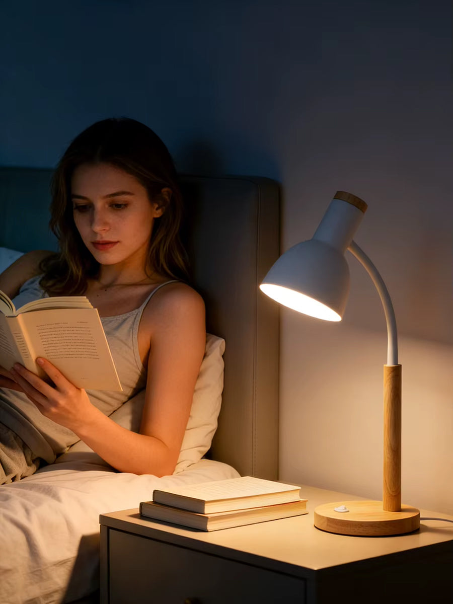 Lampe de Chevet Blanche et Bois
