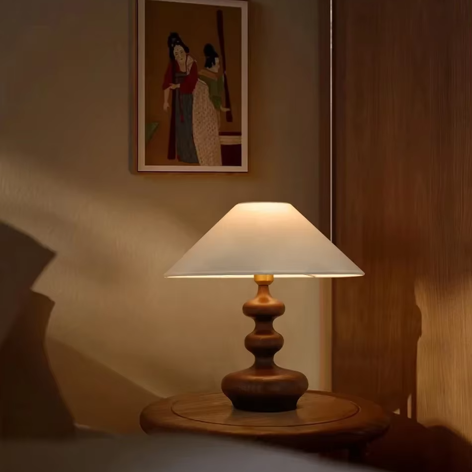Grande Lampe de Chevet en Bois