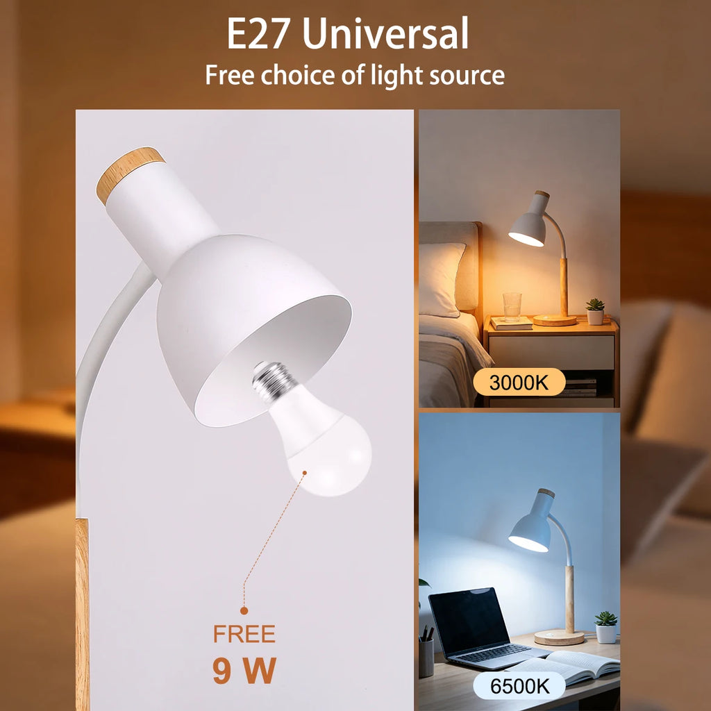 Lampe de Chevet Blanche et Bois