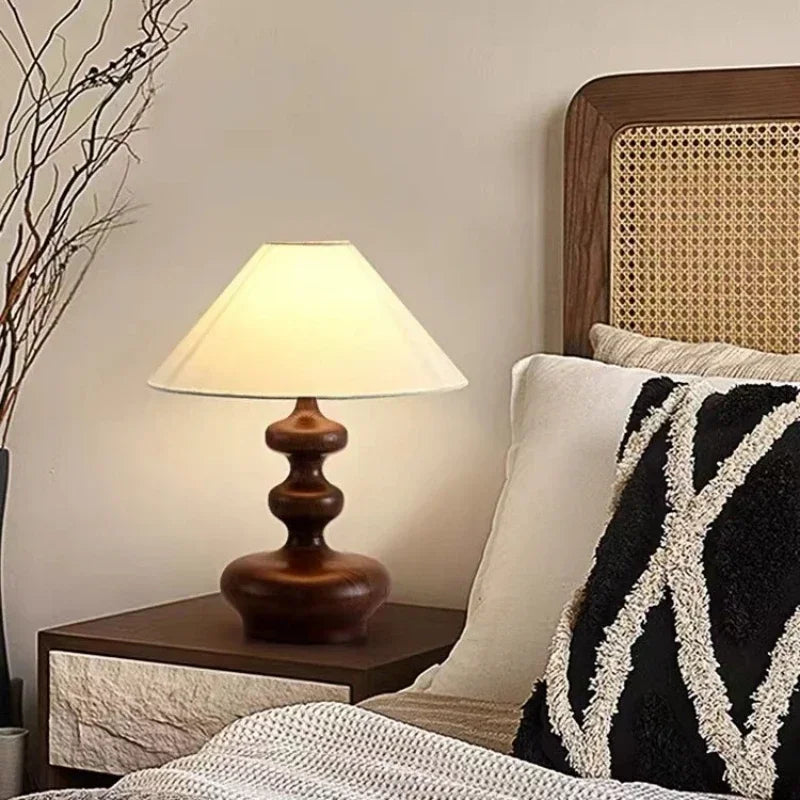 Grande Lampe de Chevet en Bois