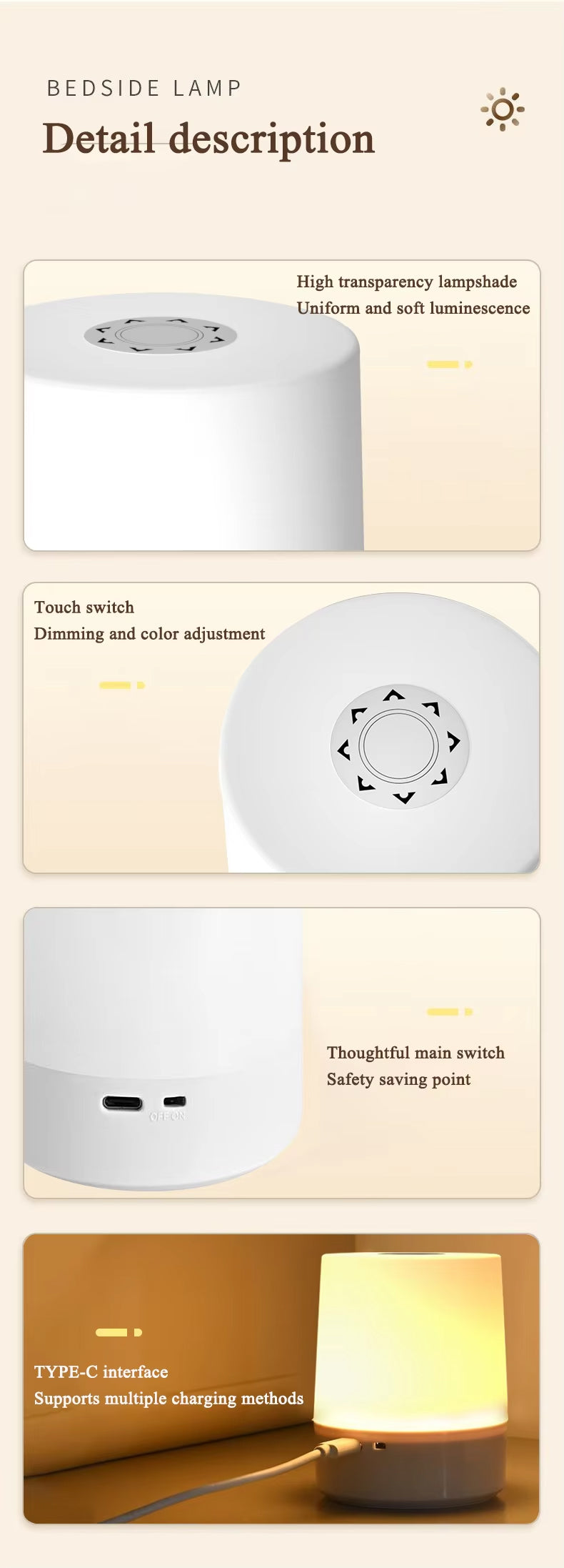 Lampe de Chevet Ronde LED