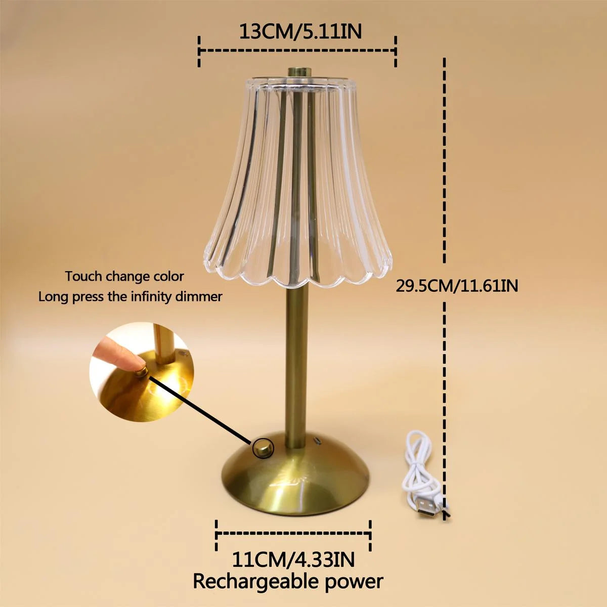 Lampe de Chevet Cristal Vintage