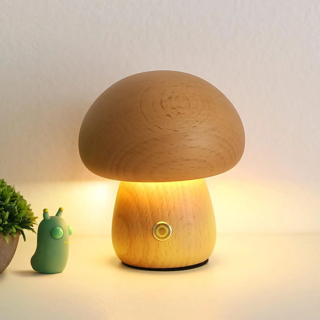 Brumys - Beige | Lampe Champignon en Bois