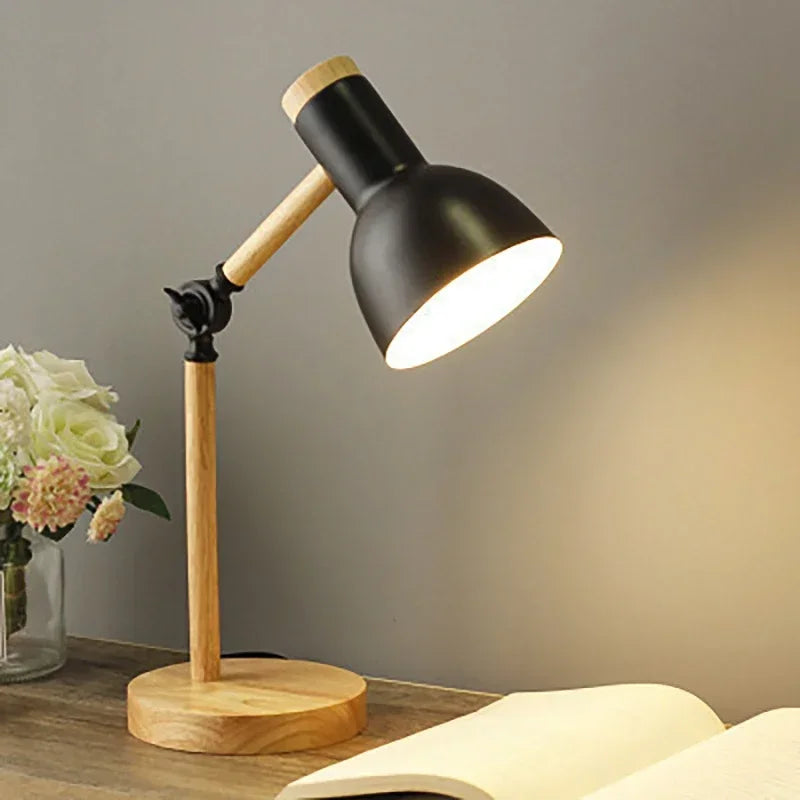 Lampe de Chevet Noire et Bois