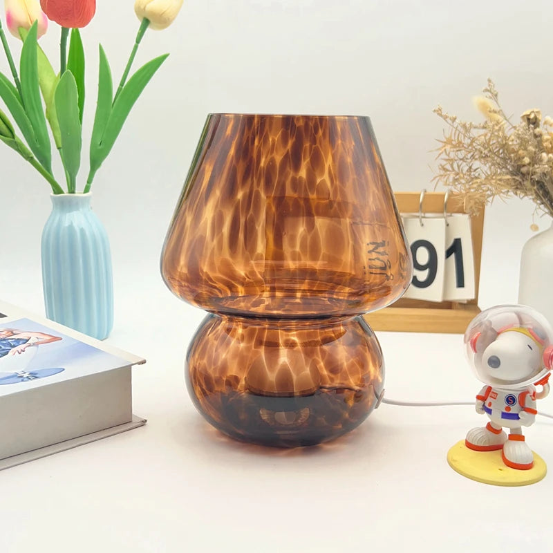 Lampe de Chevet en Verre Forme Champignon