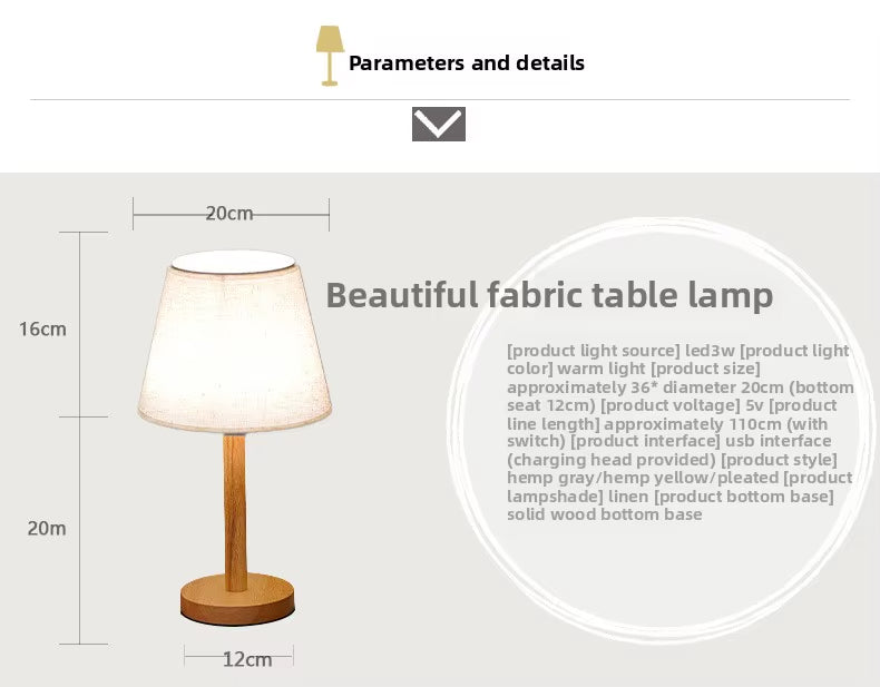 Lampe de Chevet Blanche Bois