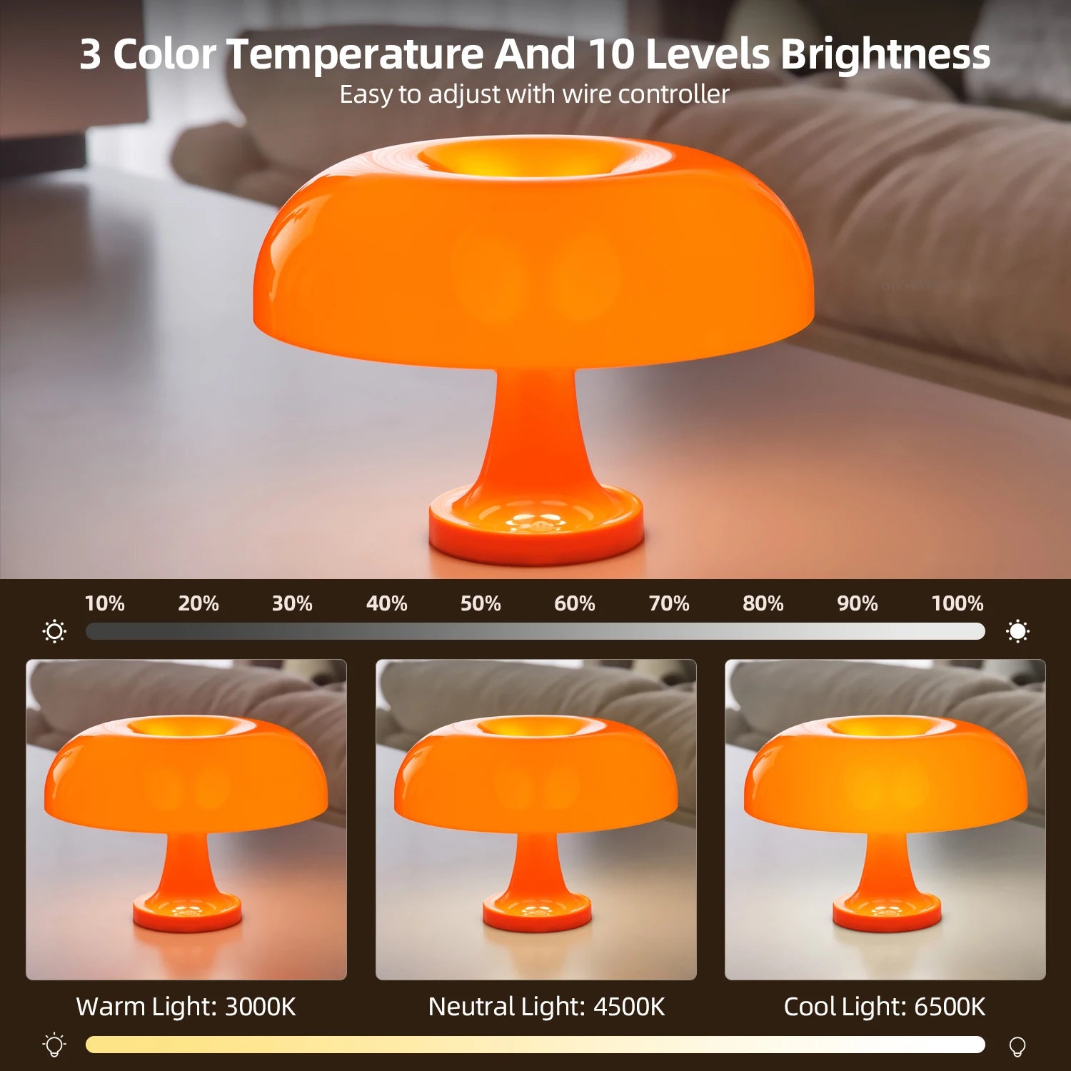 Sporys - Orange | Lampe Champignon à LED