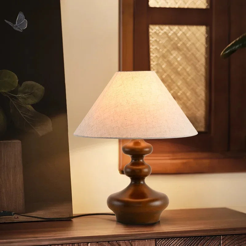 Grande Lampe de Chevet en Bois