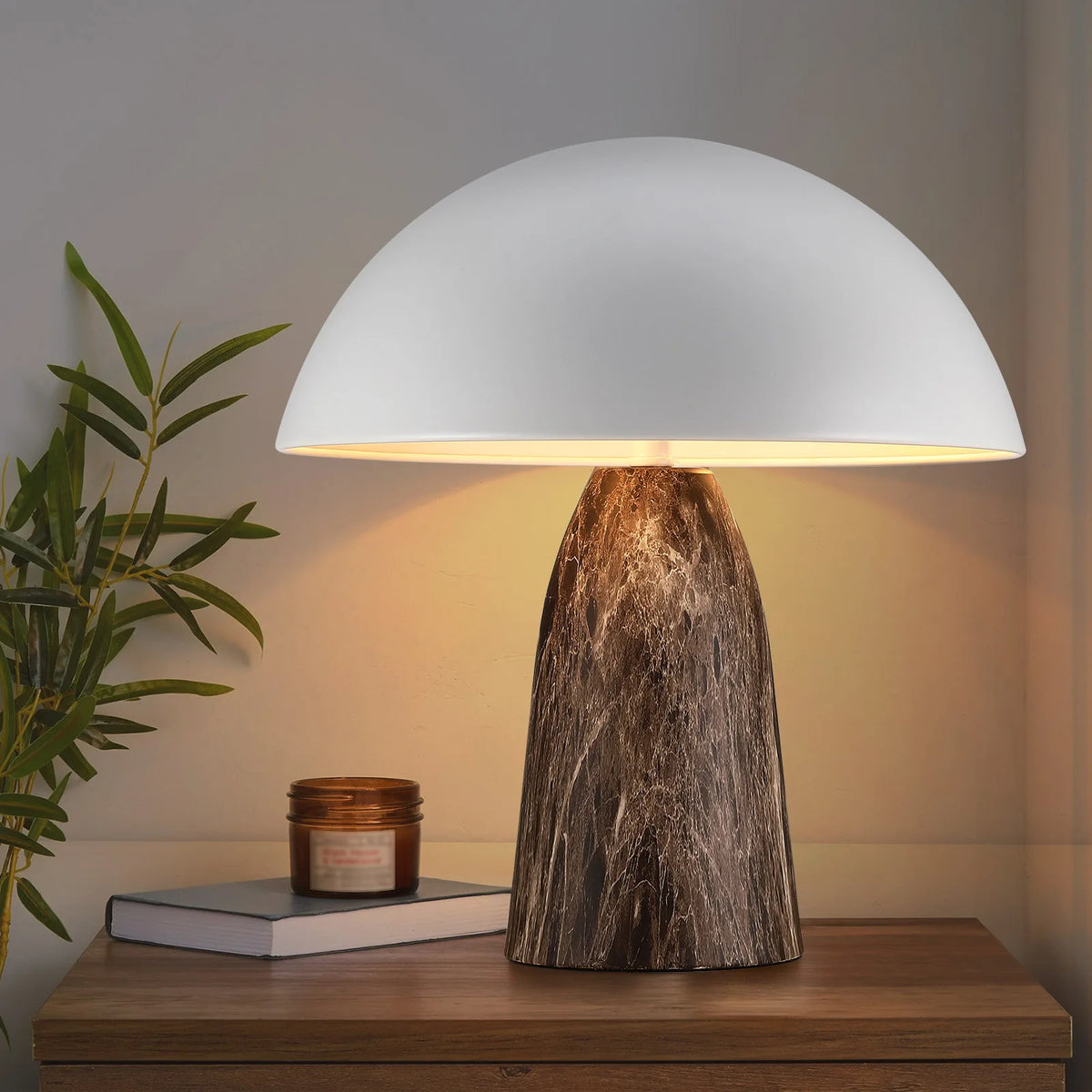 Lampe de Chevet Pied Céramique Marron