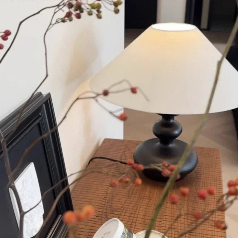Grande Lampe de Chevet Pied en Bois