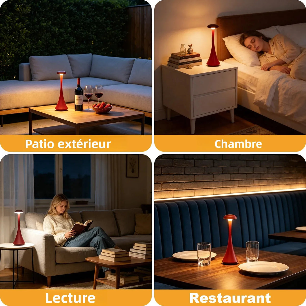 Lampe de Chevet Rouge Design