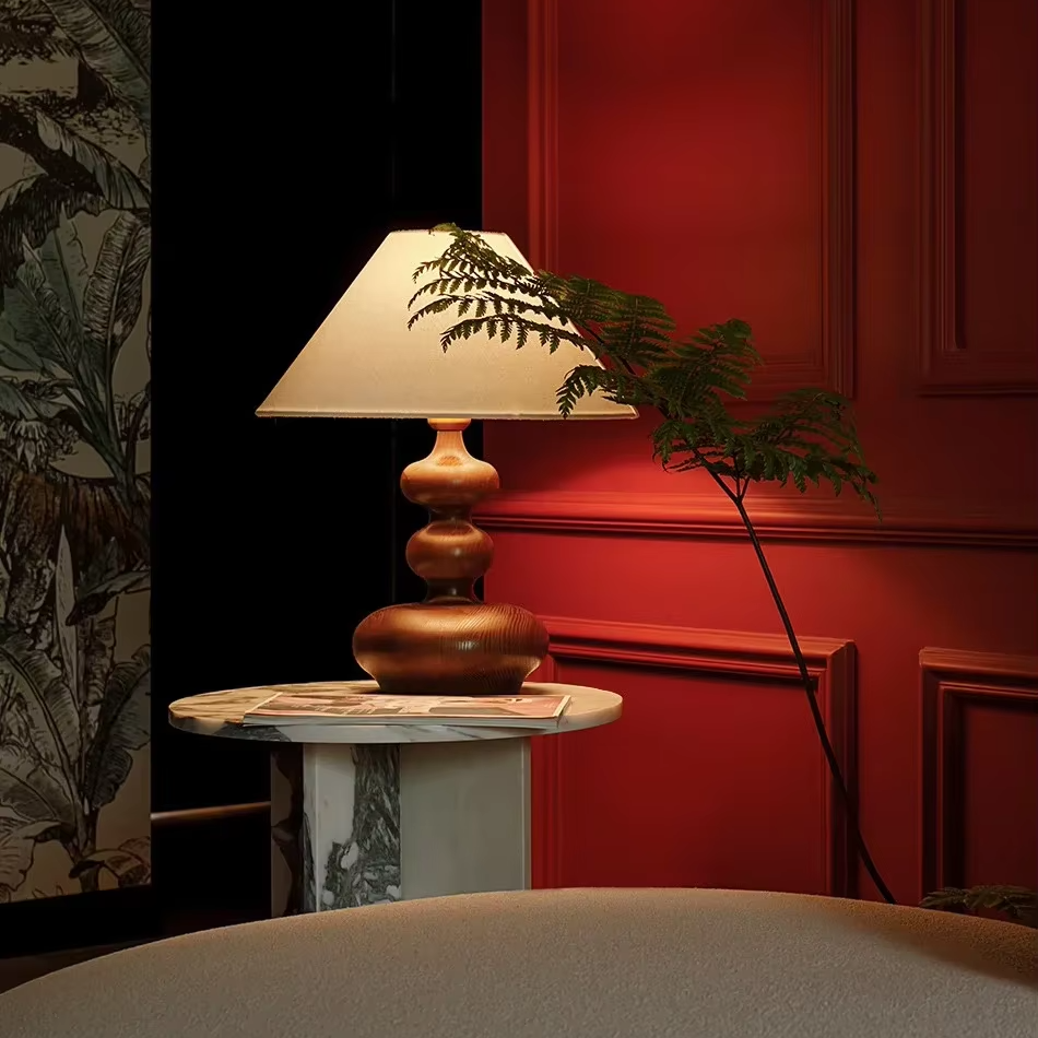 Grande Lampe de Chevet en Bois