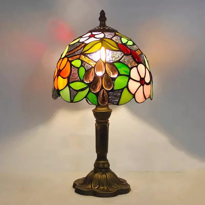 Lampe de Chevet Abat Jour en Verre Fleur