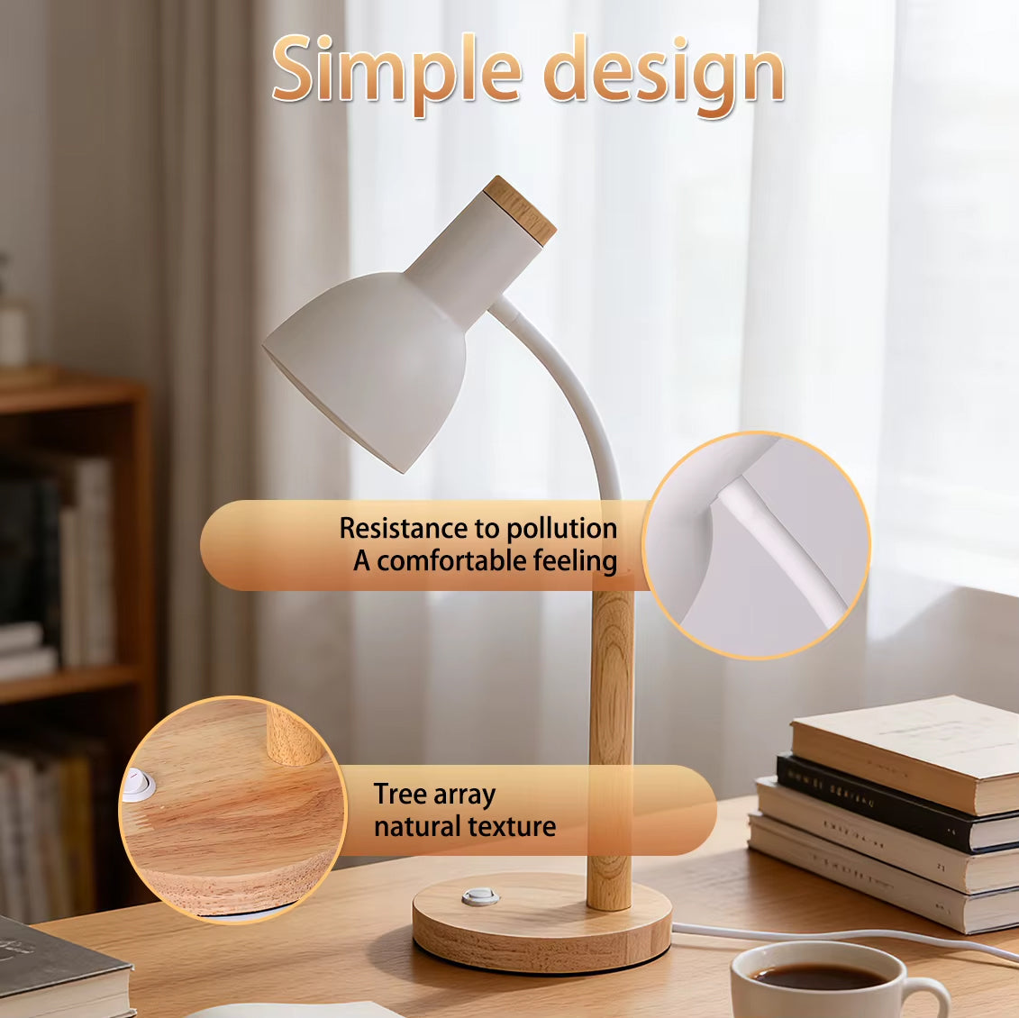 Lampe de Chevet Blanche et Bois