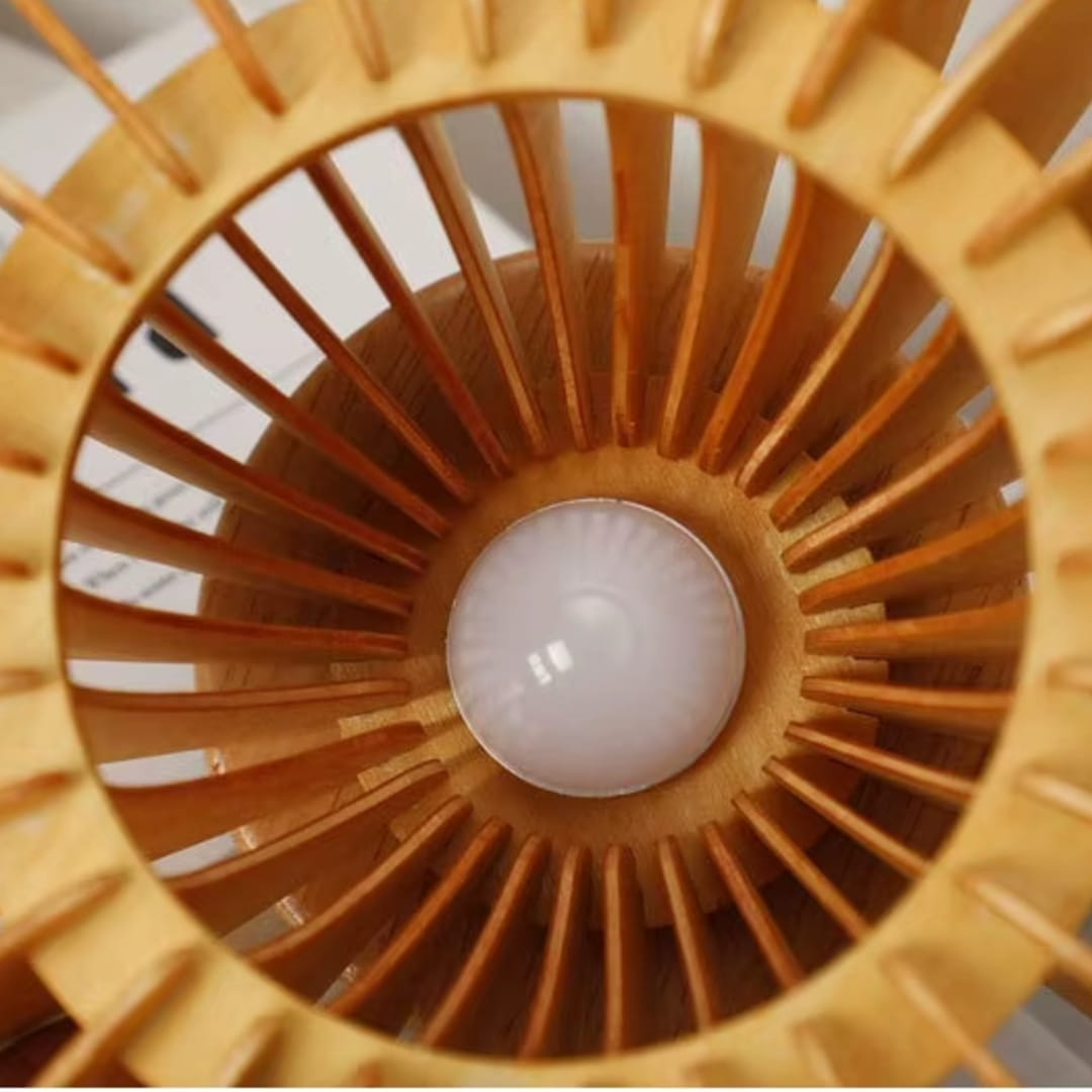 Lampe De Chevet Avec Abat-Jour En Bois