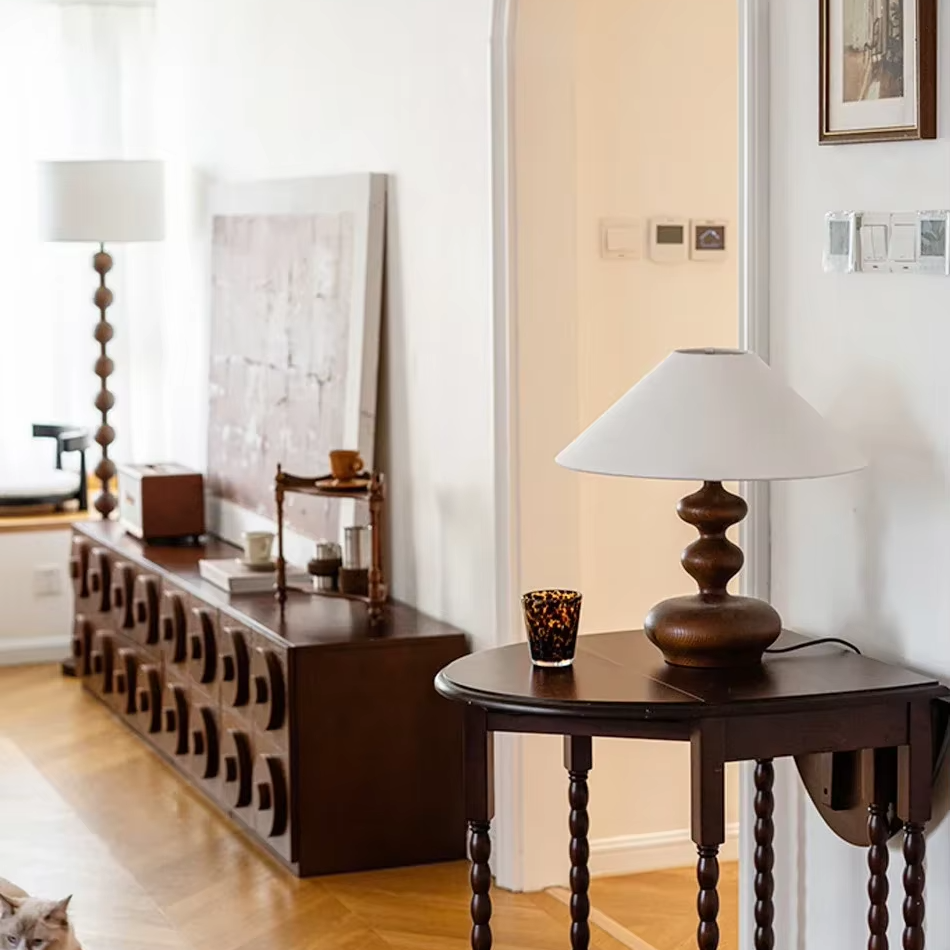 Grande Lampe de Chevet en Bois