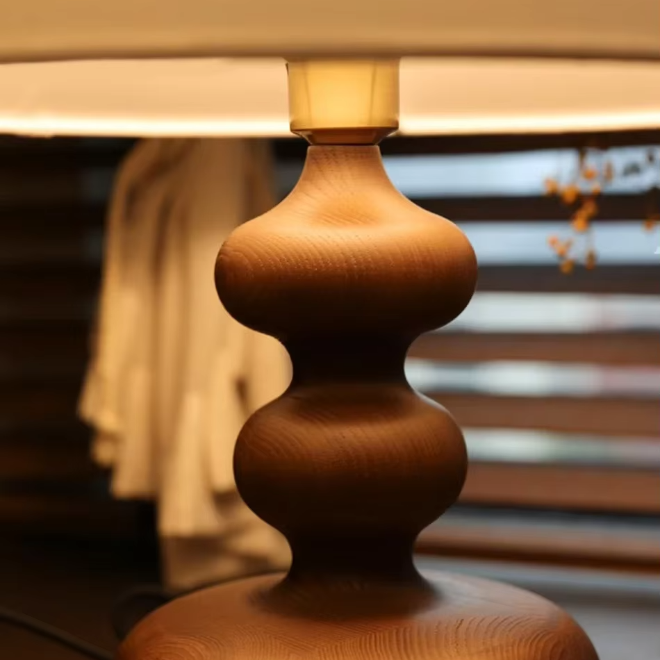Grande Lampe de Chevet en Bois