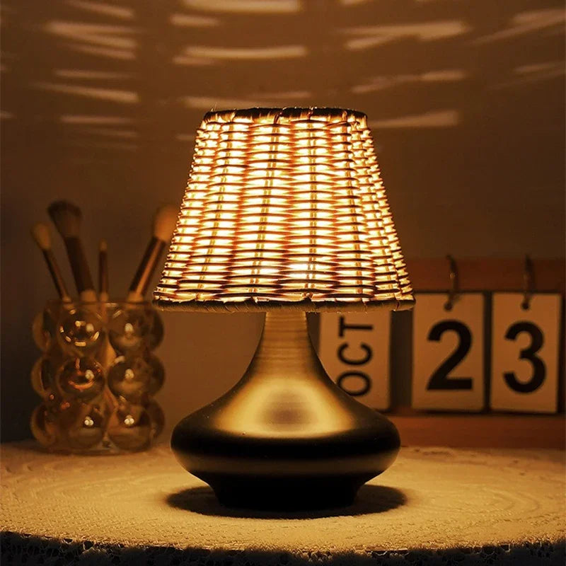 Lampe de Chevet Rotin Noir