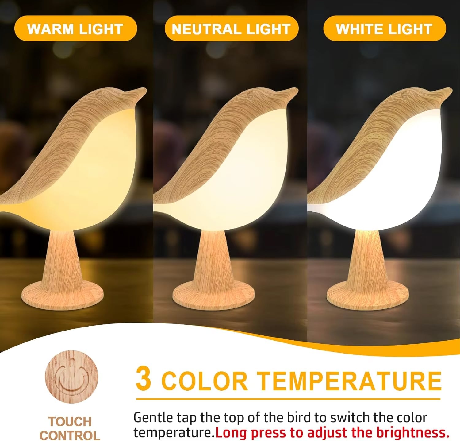 Lampe de Chevet Tactile Oiseau