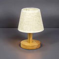 Lampe de Chevet Abat Jour Blanc Pied en Bois