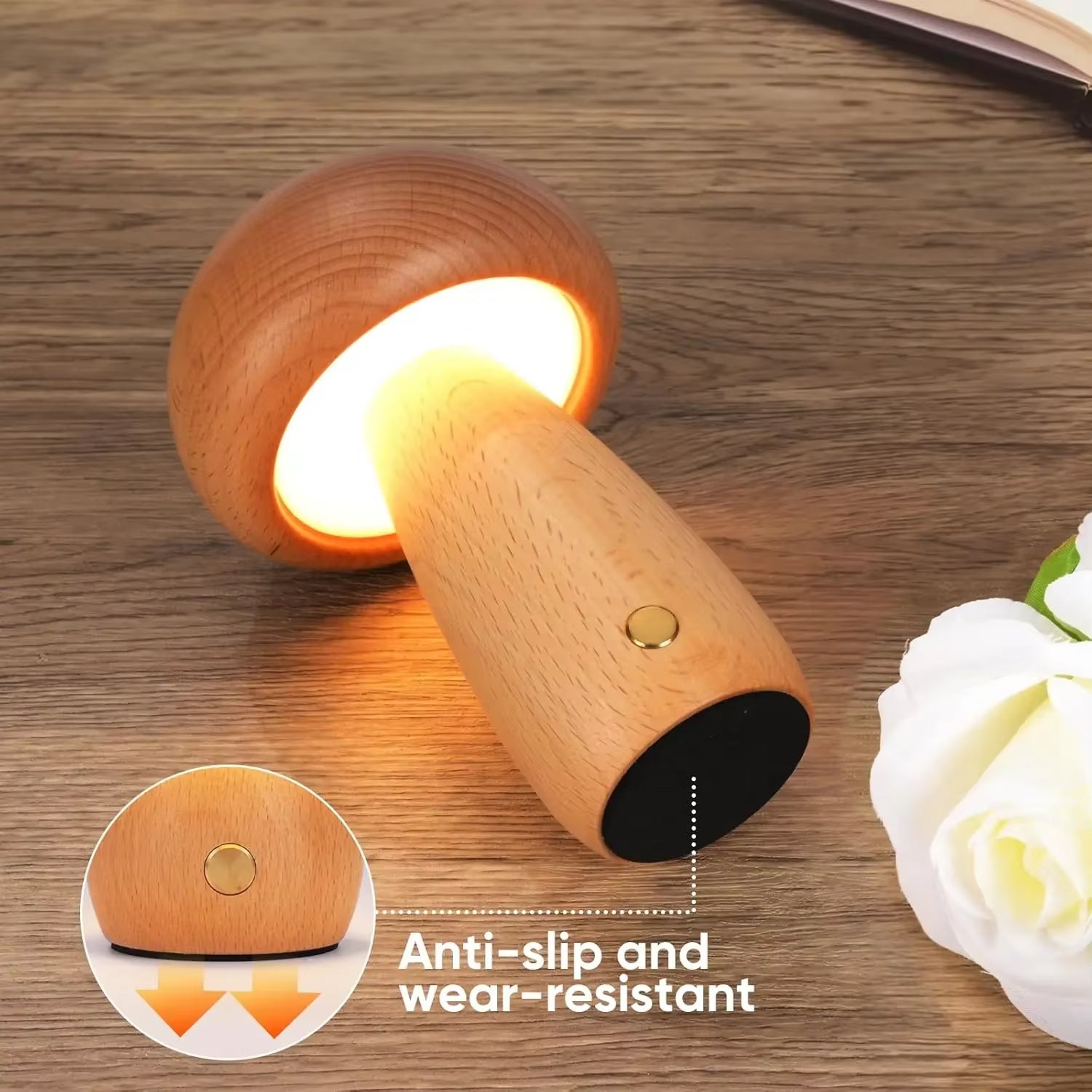 Lampe de Chevet Bois Champignon