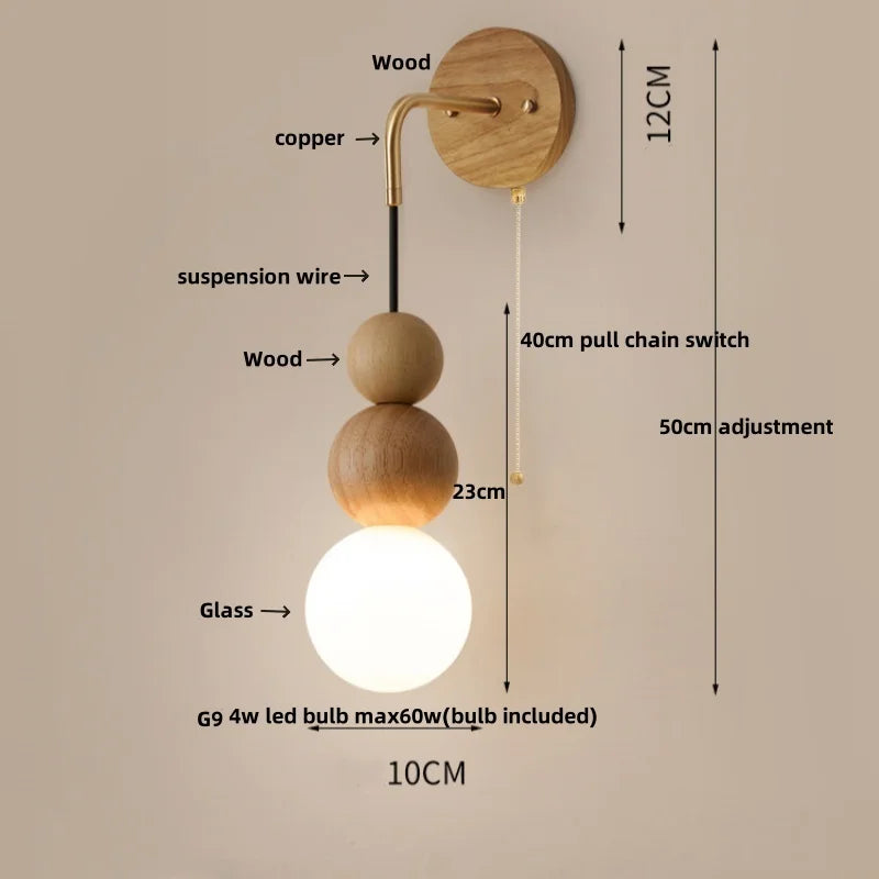 Lampe de Chevet Applique Murale Cordelette