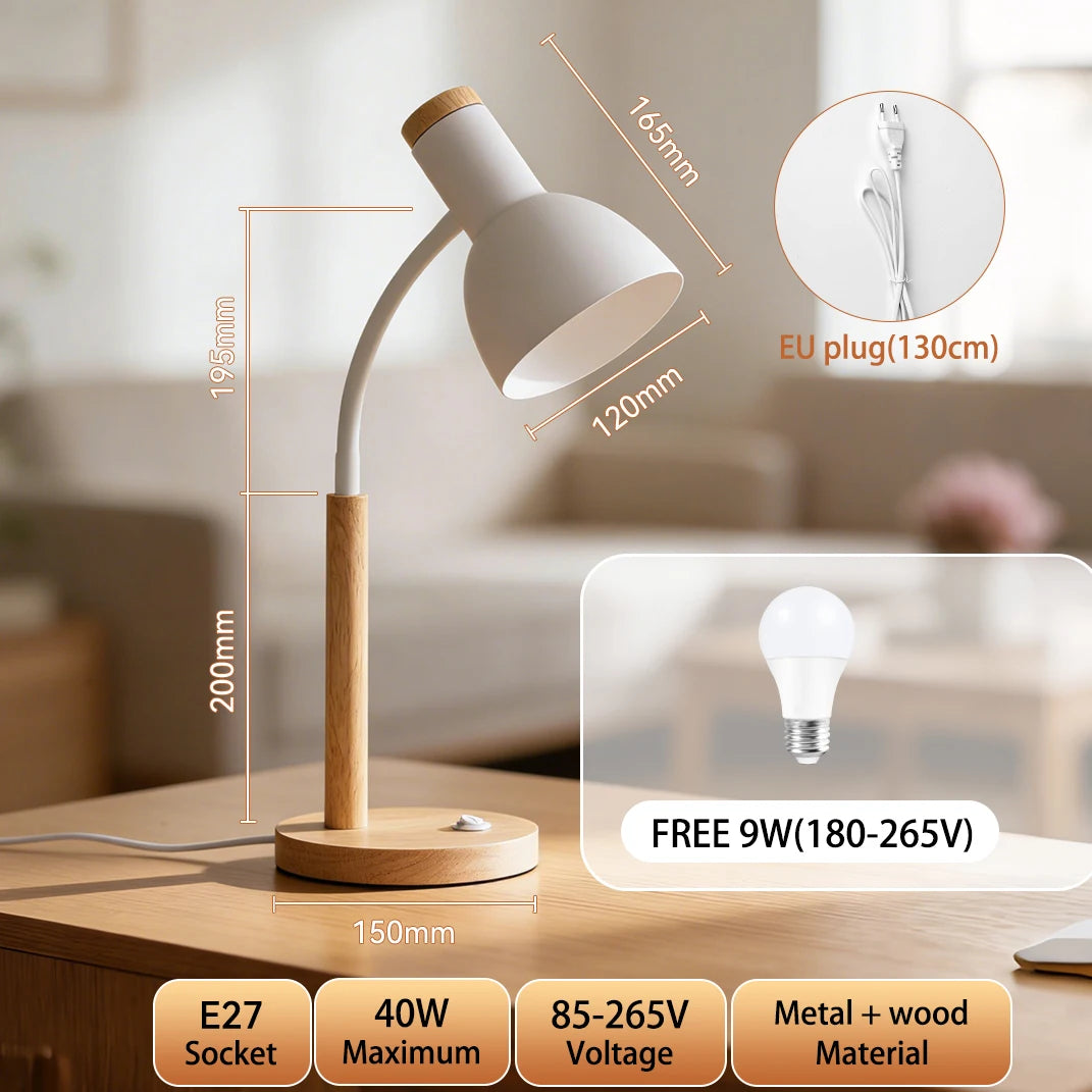Lampe de Chevet Blanche et Bois
