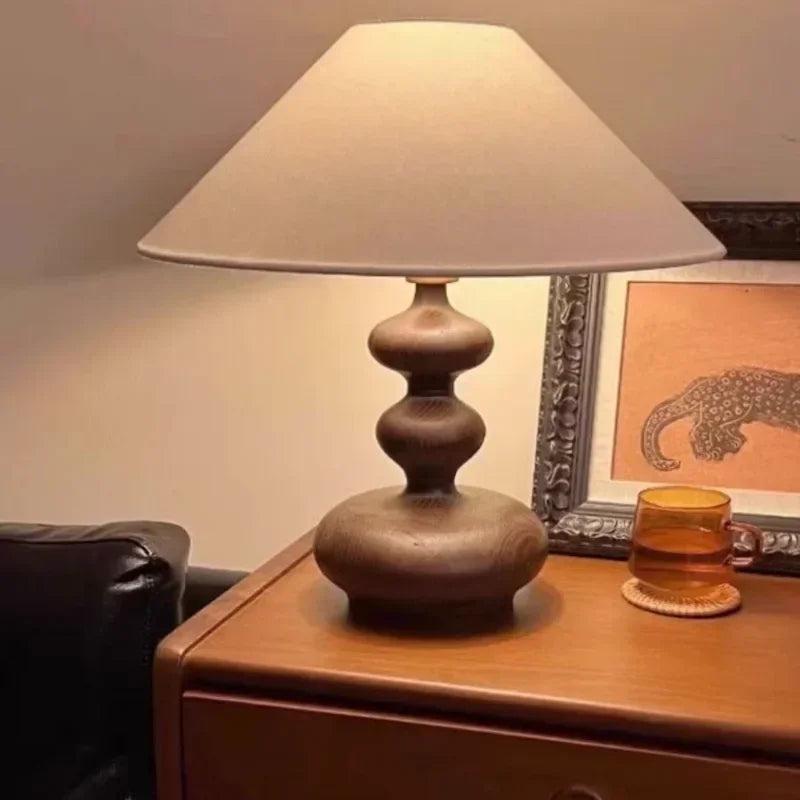 Grande Lampe de Chevet en Bois