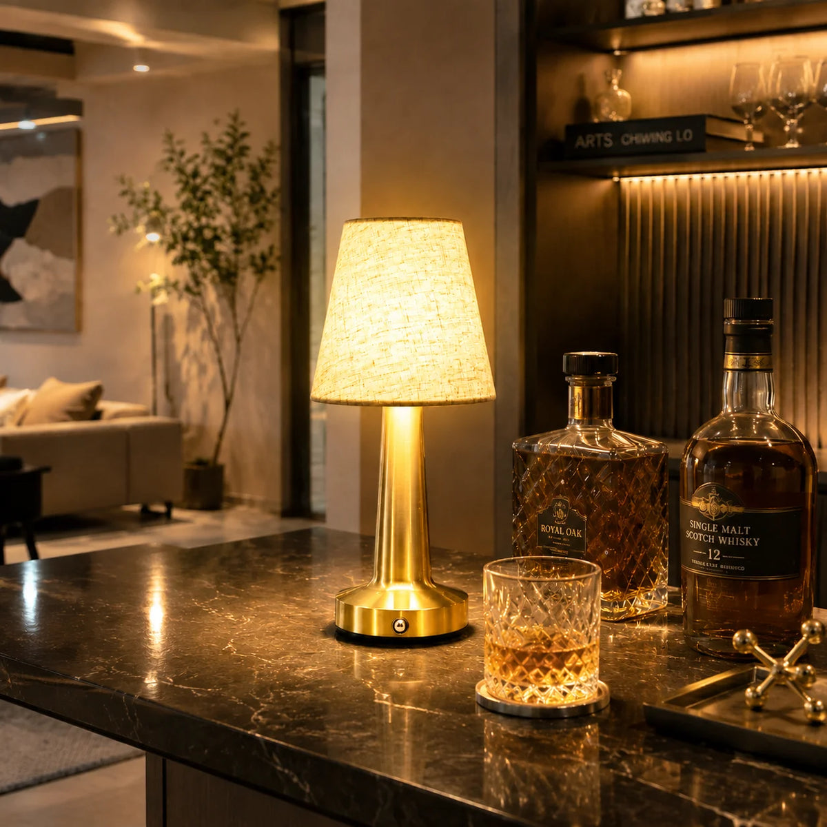 Lampe de Chevet Rétro Doré