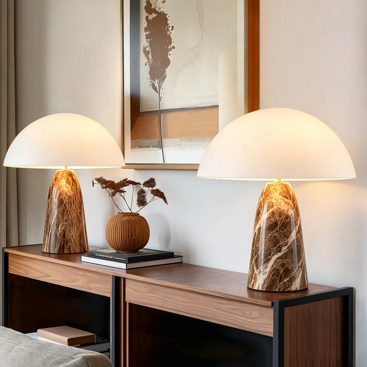 Lampe de Chevet Pied Céramique Marron