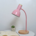 Lampe de Chevet Abat Jour Rose et Pied en Bois