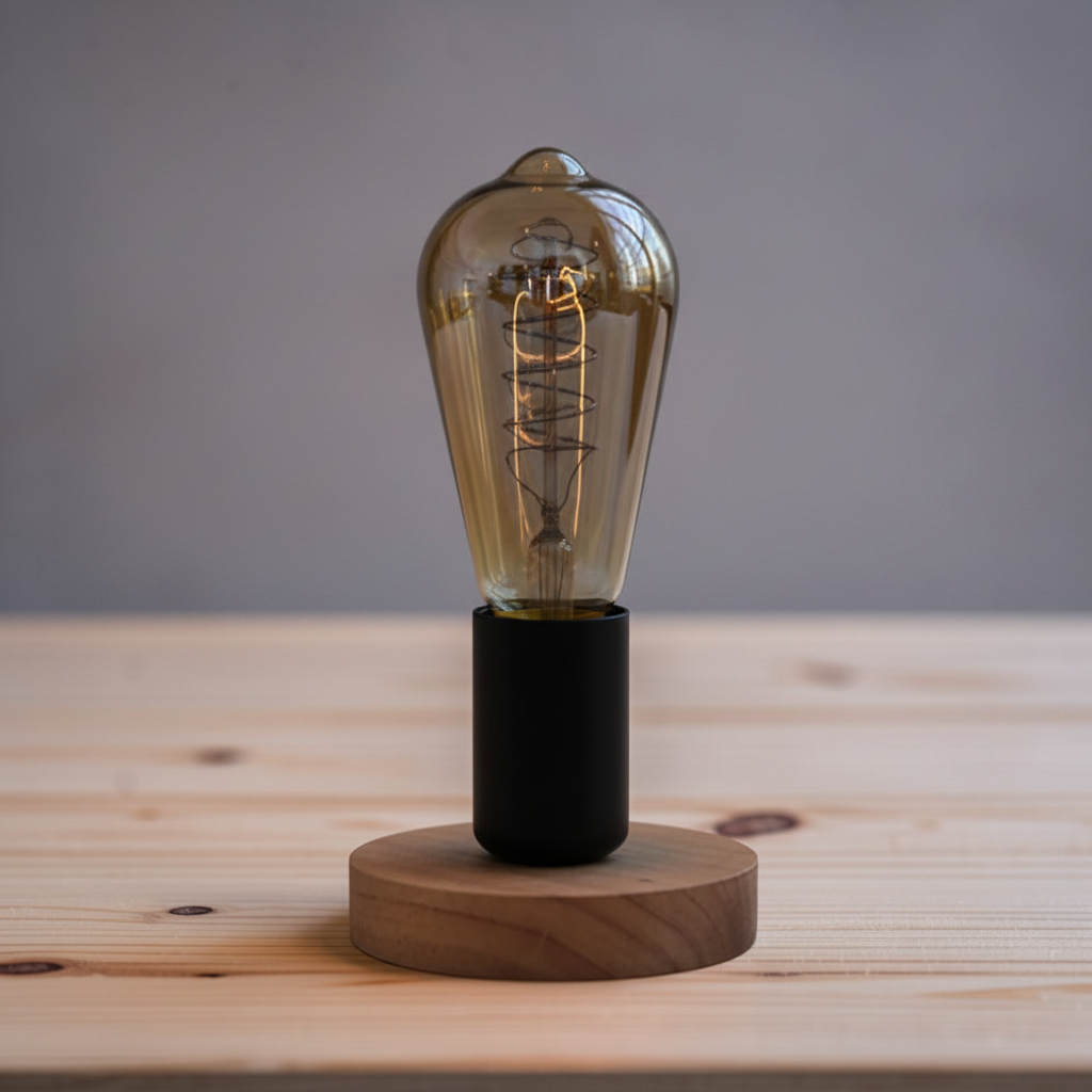 Lampe de chevet avec pied en bois