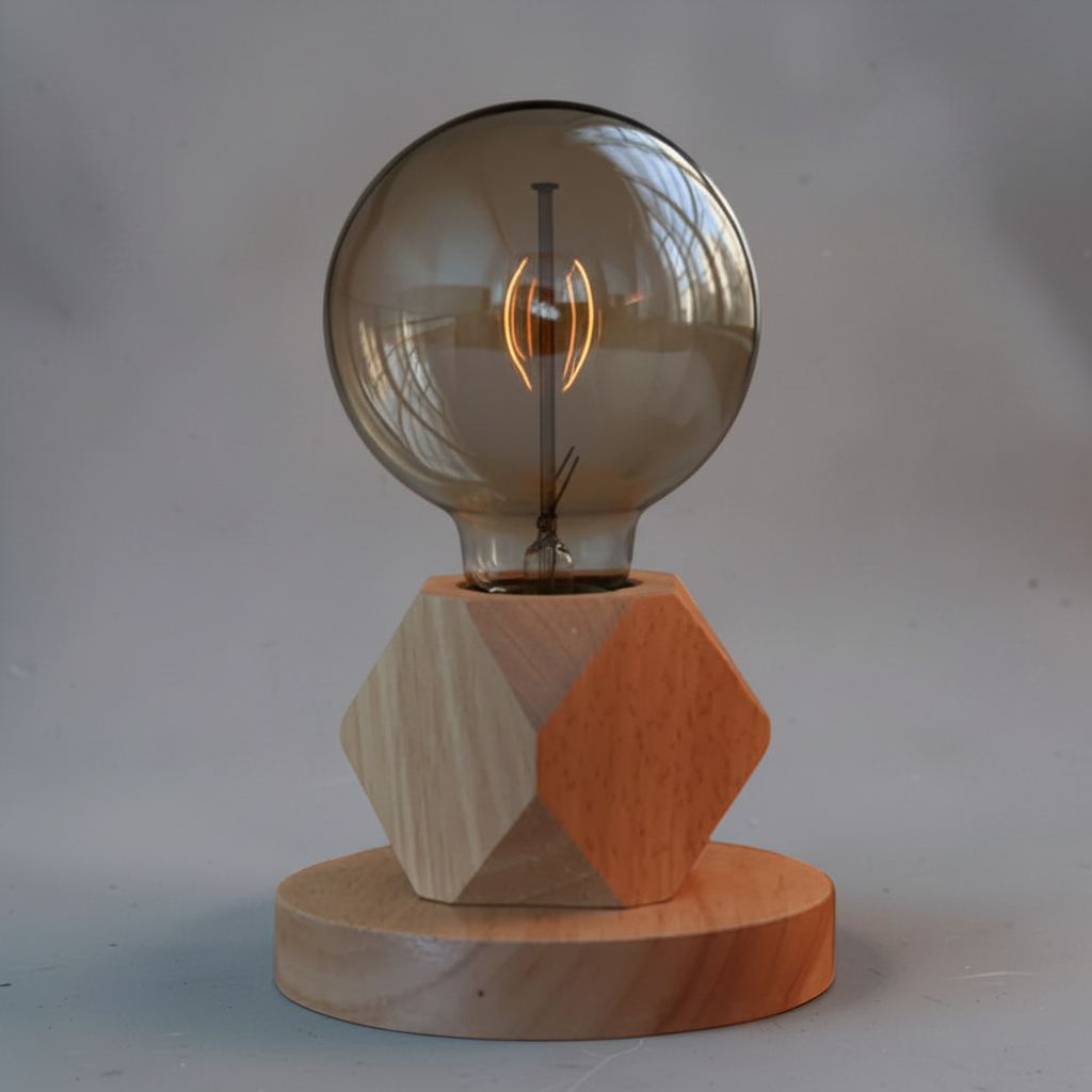 Petite Lampe de Chevet en Bois