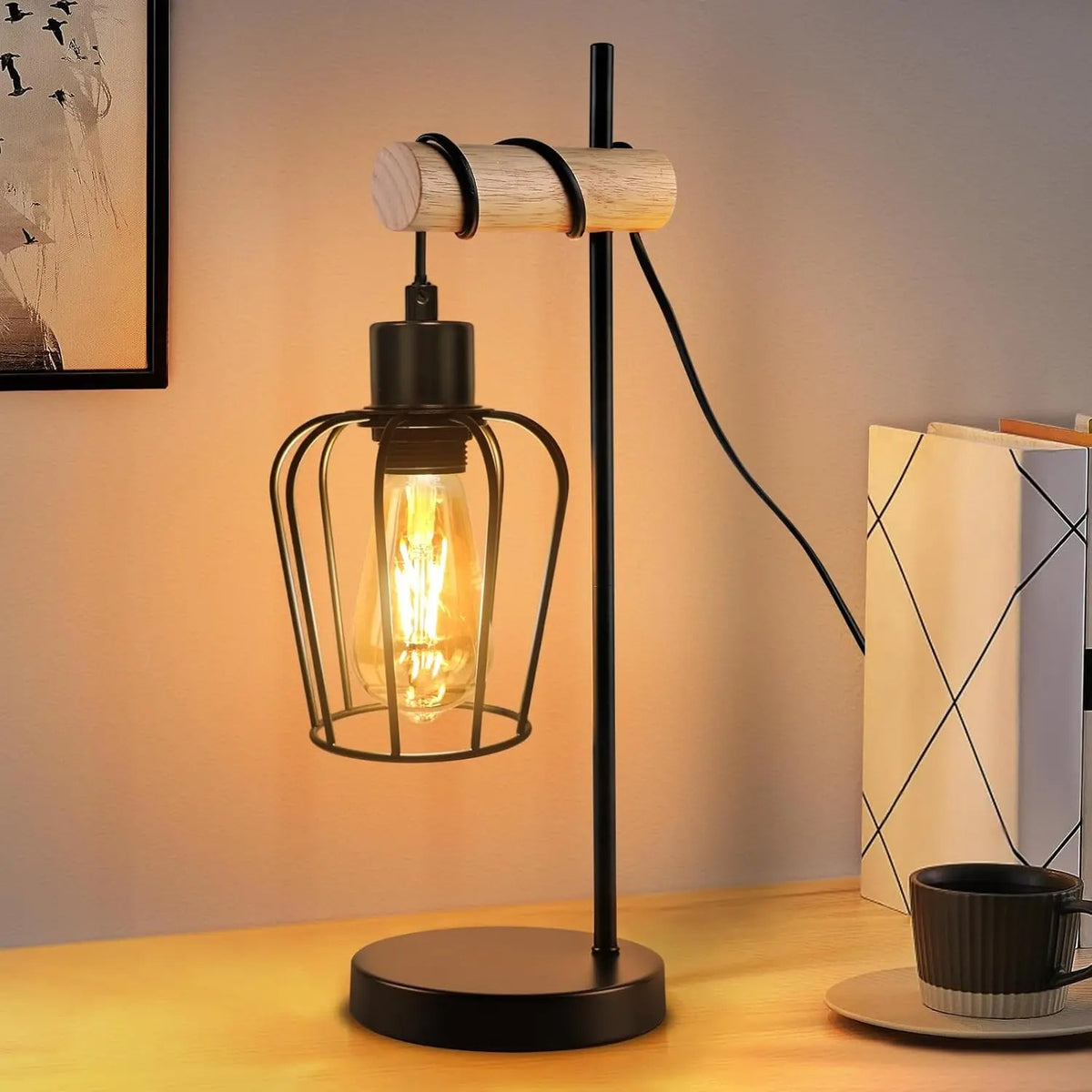 Lampe de Chevet Industrielle Grillage