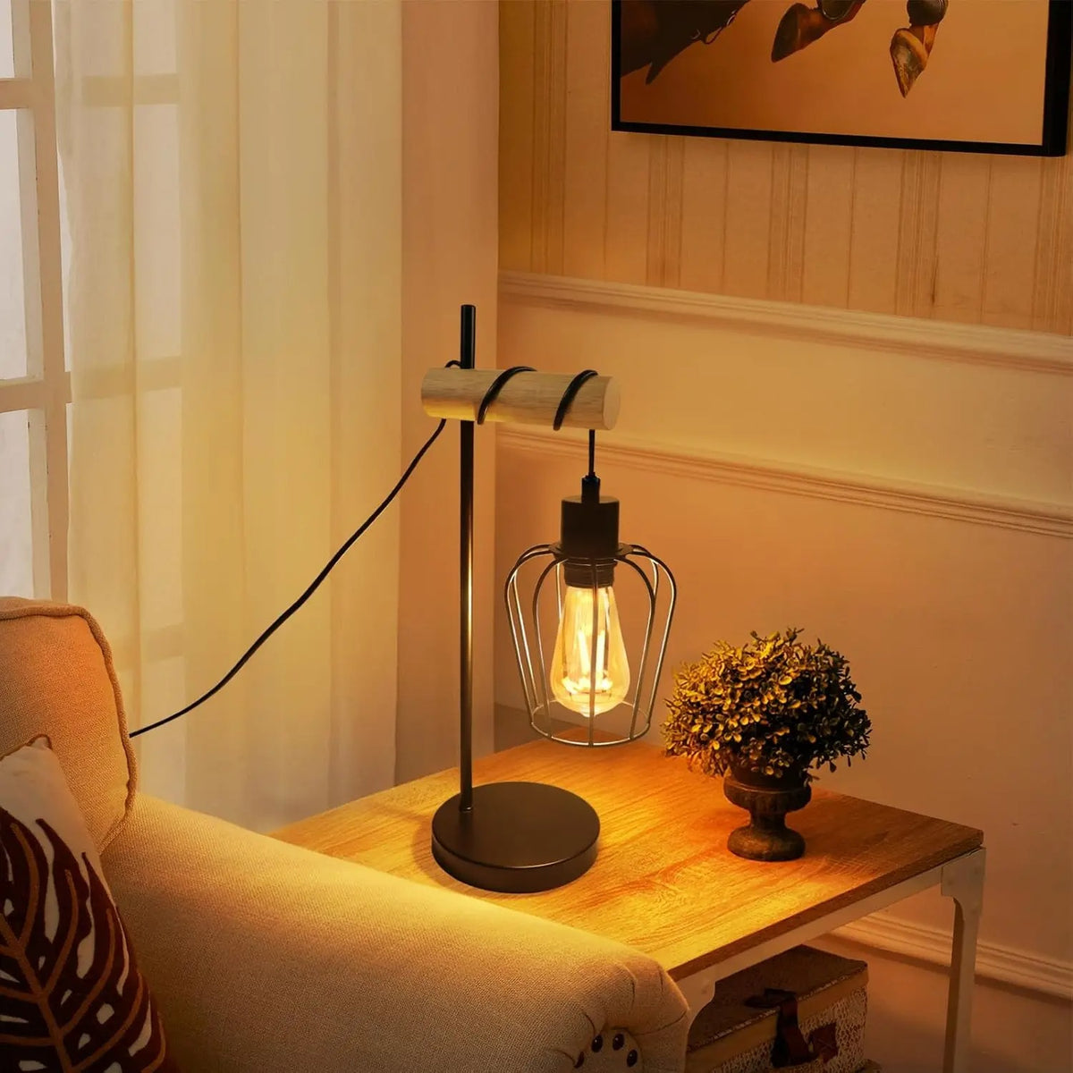 Lampe de Chevet Industrielle Grillage