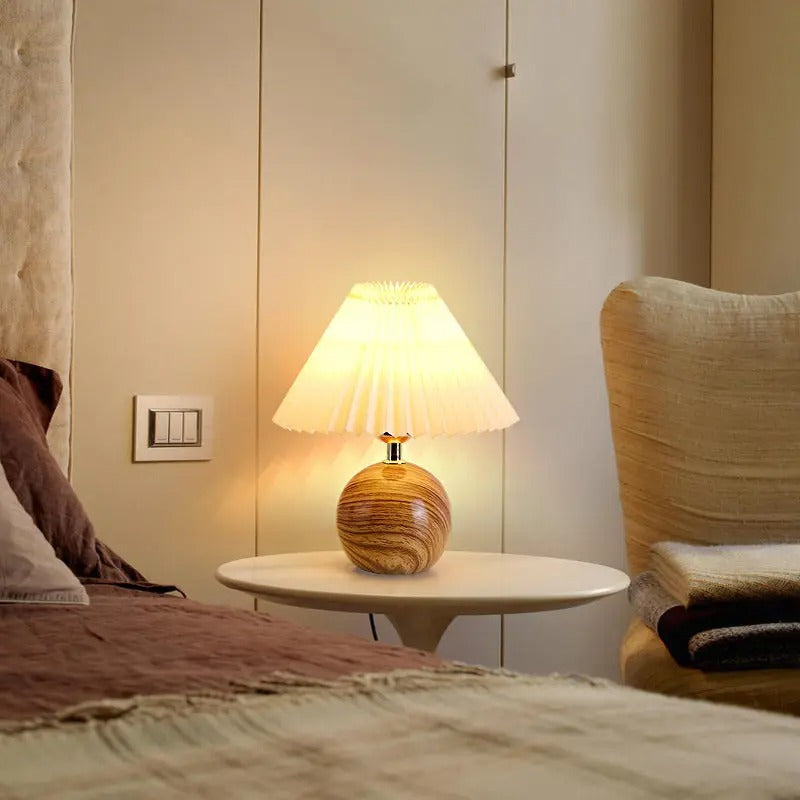 Lampe de Chevet Céramique Marron et Beige