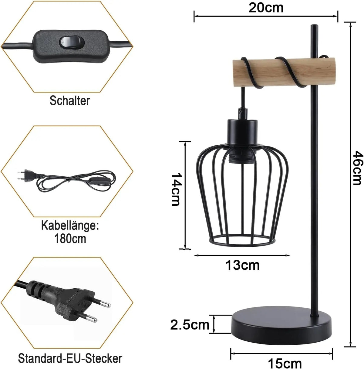 Lampe de Chevet Industrielle Grillage