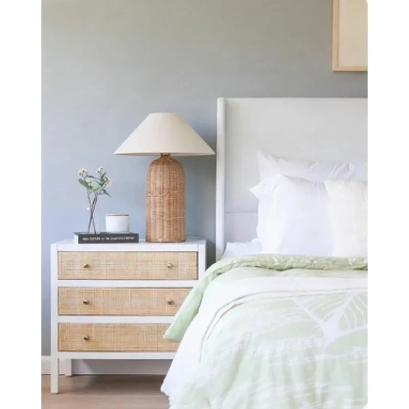 Petite Lampe de Chevet en Rotin