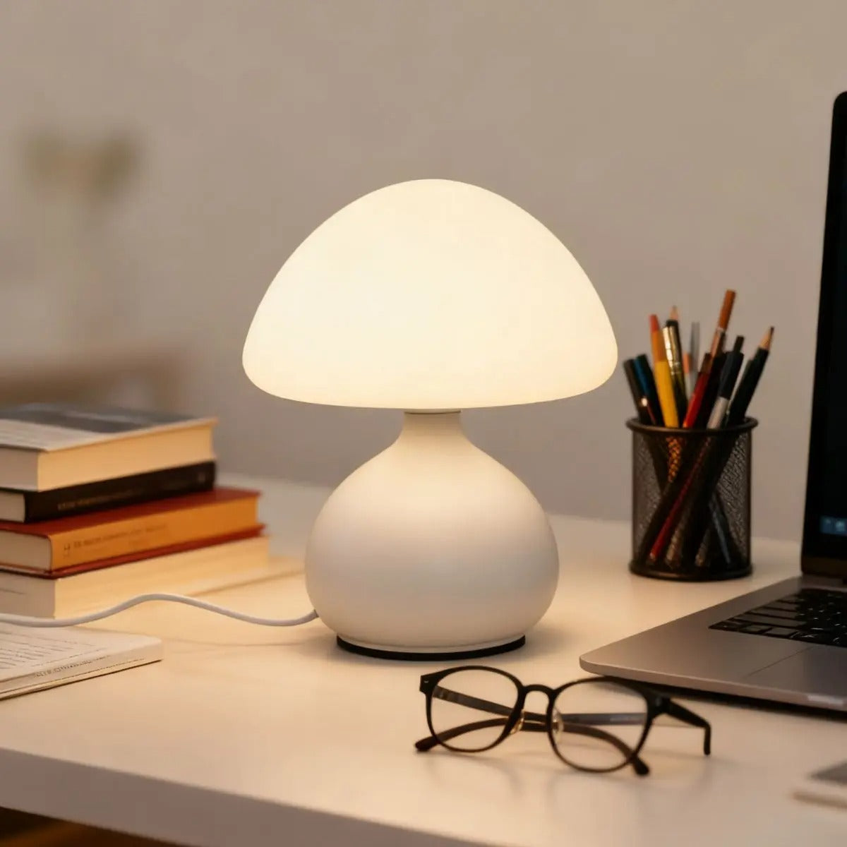 Lampe de Chevet Blanche Base Ronde
