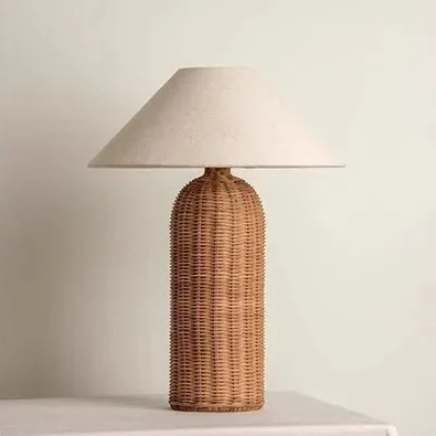 Petite Lampe de Chevet en Rotin