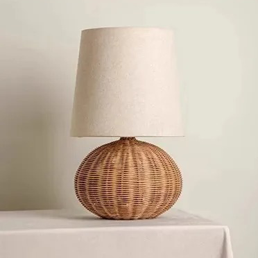 Petite Lampe de Chevet en Rotin