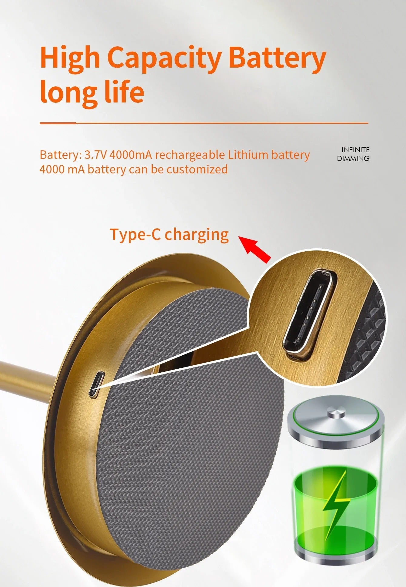 Lampe de Chevet Sans Fil Rechargeable