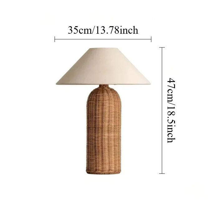 Petite Lampe de Chevet en Rotin