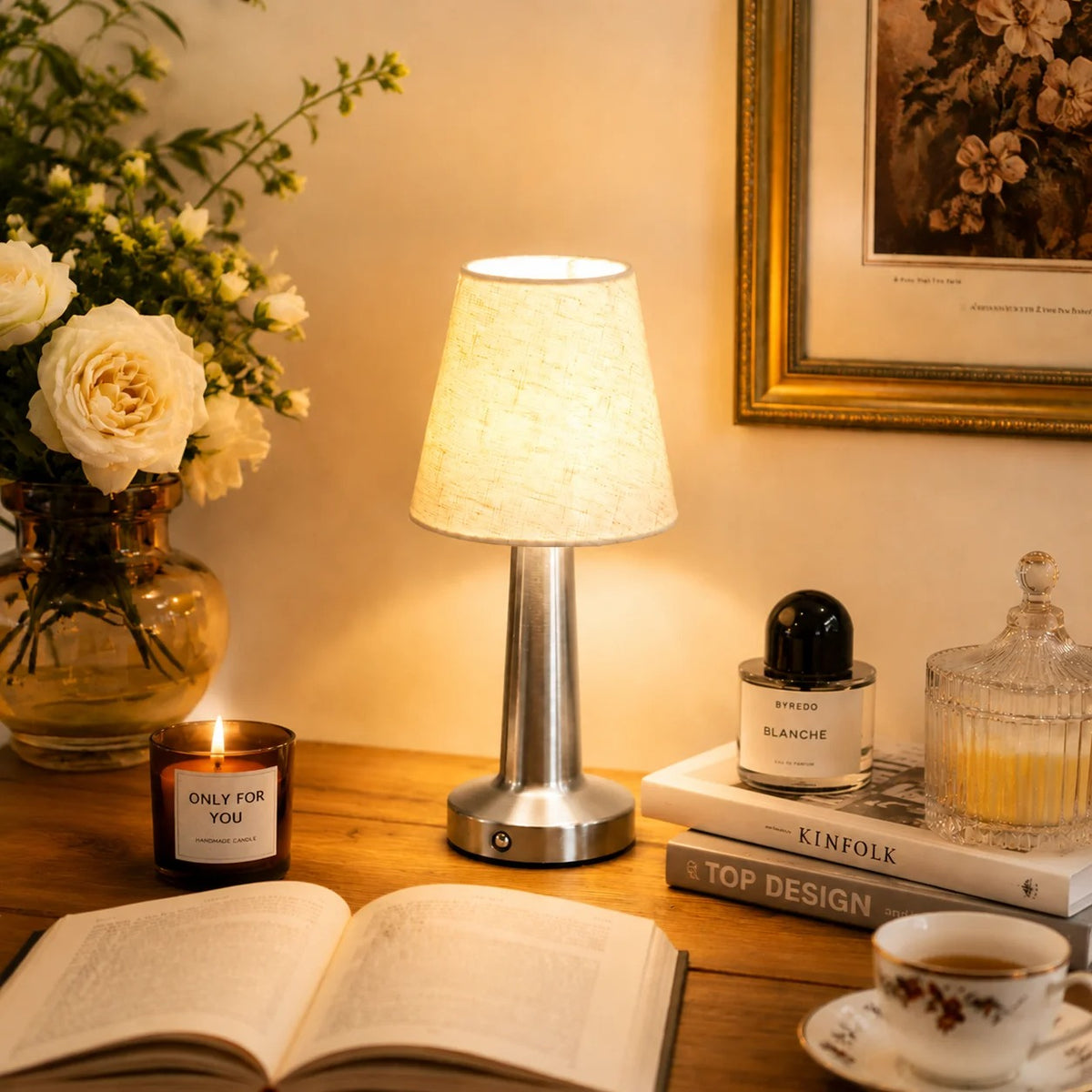 Lampe de Chevet Blanche Grise