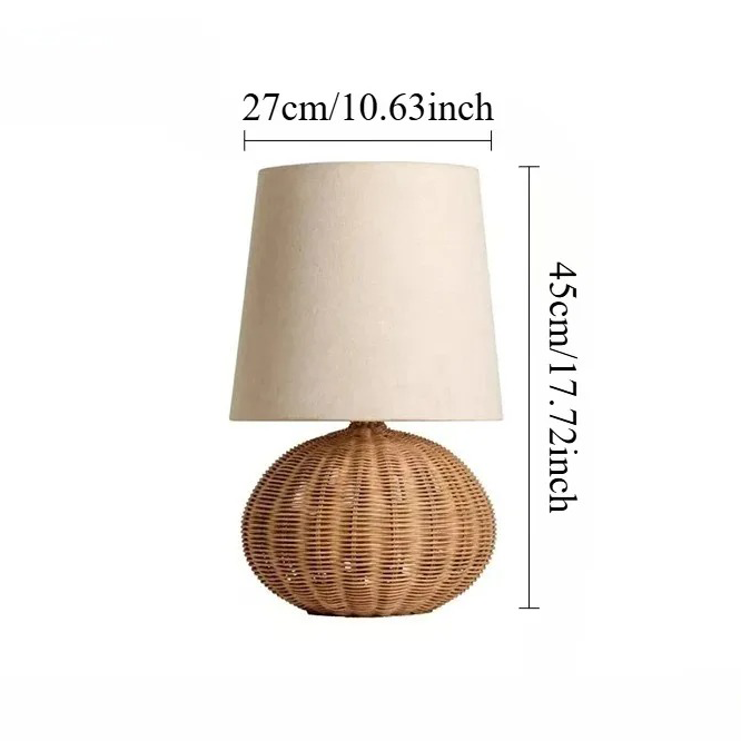 Petite Lampe de Chevet en Rotin