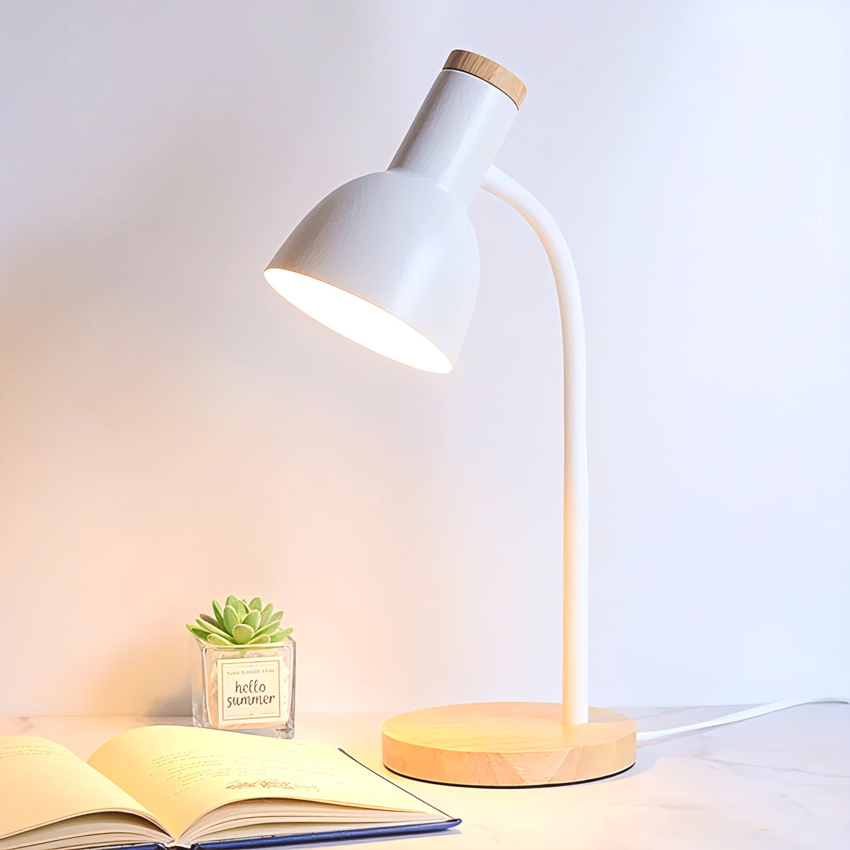 Lampe de Chevet Blanche et Bois